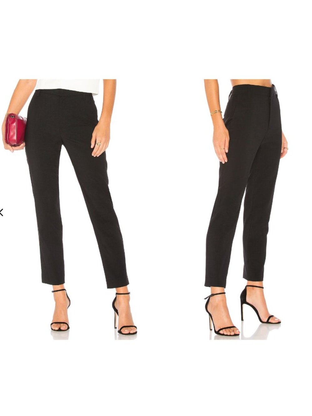 Vince Tapered‎ Wool Dress Pants Womens 0 Black Ankle Length